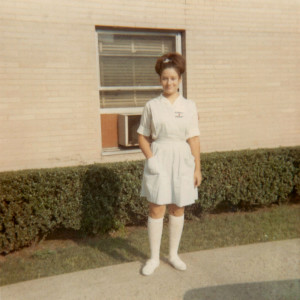 This picture was taken in front of Misericordia Hospital in the Bronx, New York in 1968.  I was a Candystriper there for five years.